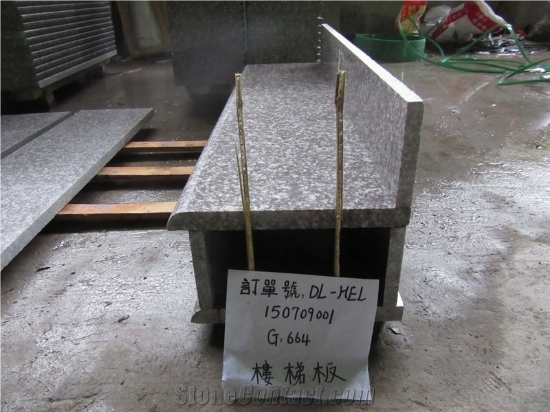 G664 Luoyuan Red Granite Stair Riser Polished Round Edge Competitive Price