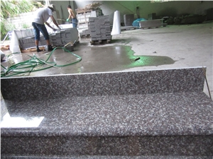 G664 Luoyuan Red Granite Stair Riser Polished Round Edge Competitive Price