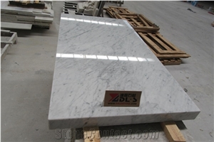 Italian Bianco Carrara White Base White Marble Countertops Polished 2+3cm Edges