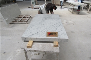 Italian Bianco Carrara White Base White Marble Countertops Polished 2+3cm Edges