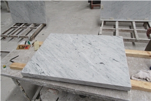Italian Bianco Carrara White Base White Marble Countertops Polished 2+3cm Edges