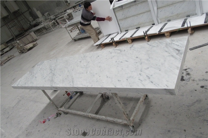 Italian Bianco Carrara White Marble Countertop Polished Tabletop