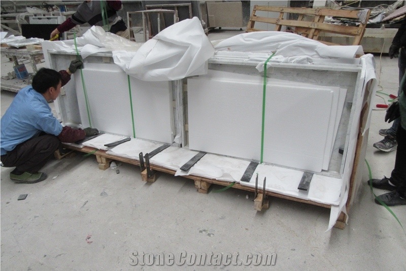 Italian Bianco Carrara White Marble Countertop Polished Tabletop