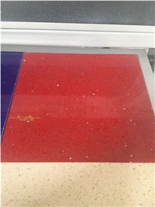 Red Artificial Stone, Red Color Artificial Stone Polished Big Slabs/Tiles, Red Caesarstone with Crystal