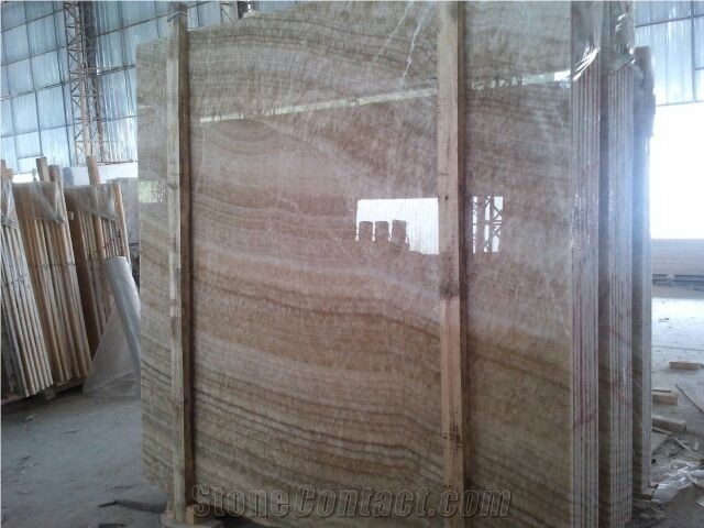 Brown Onyx Tiles & Slabs, Onice Caramello, Onyx Caramel, Manisa Brown Onyx Vein Cut