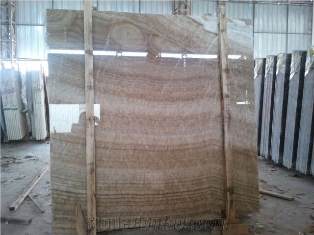Brown Onyx Tiles & Slabs, Onice Caramello, Onyx Caramel, Manisa Brown Onyx Vein Cut