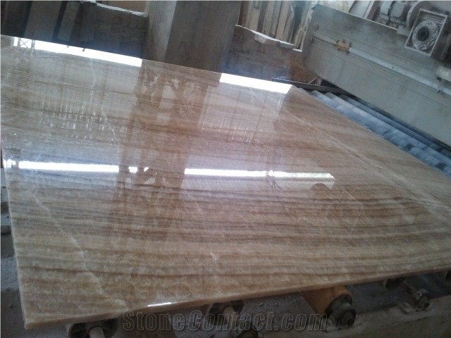 Brown Onyx Tiles & Slabs, Onice Caramello, Onyx Caramel, Manisa Brown Onyx Vein Cut