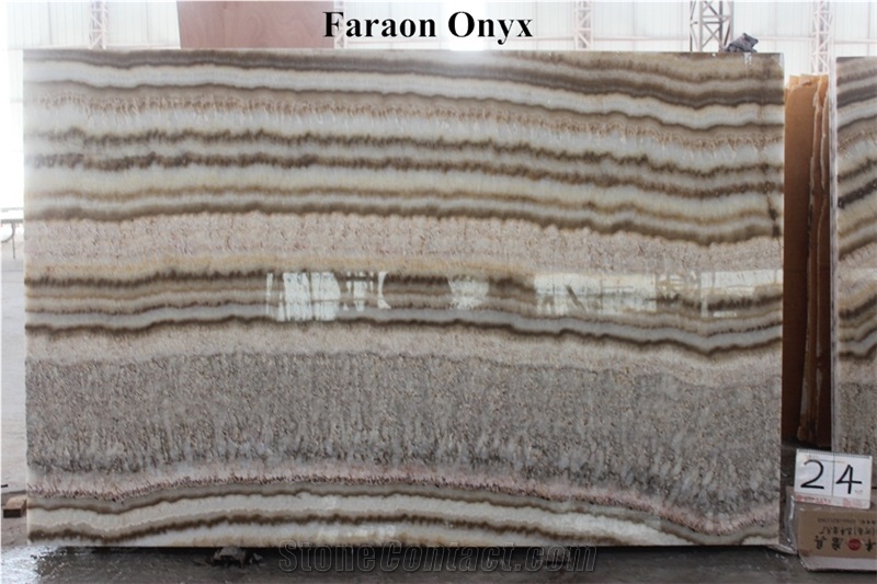 New Prodution Faraon Onyx Brown Onyx Slab for Vein Cut Polished