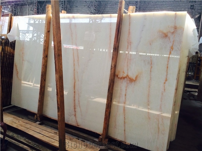 White Onyx Slabs Polished, Elazığ Beyaz Oniks, White Elazig Onyx