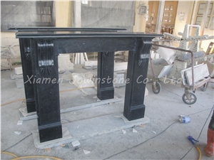 China Black Marquina Marble Fireplace Mantel/Hearth/Design/Surround, Black Marble Fireplace, Honed Finished Fireplace