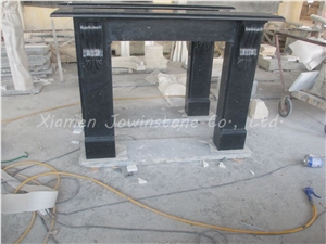 China Black Marquina Marble Fireplace Mantel/Hearth/Design/Surround, Black Marble Fireplace, Honed Finished Fireplace