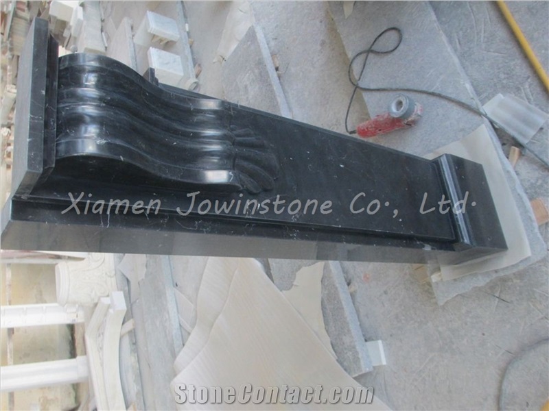 China Black Marquina Marble Fireplace Mantel/Hearth/Design/Surround, Black Marble Fireplace, Honed Finished Fireplace