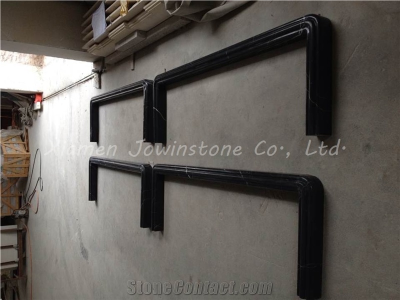 Polished Black Marquina Fireplace Hobs,Black Marble Hobs/Surround, Fireplace Deoration