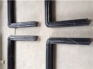 Polished Black Marquina Fireplace Hobs,Black Marble Hobs/Surround, Fireplace Deoration