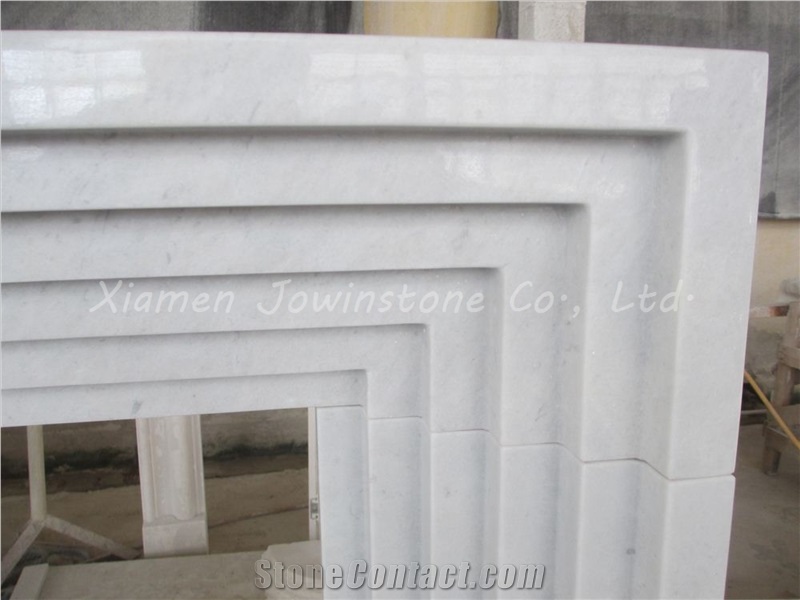Polished China White Marble Fireplace  mantel/hearth/design/surround, Stepped Fireplace