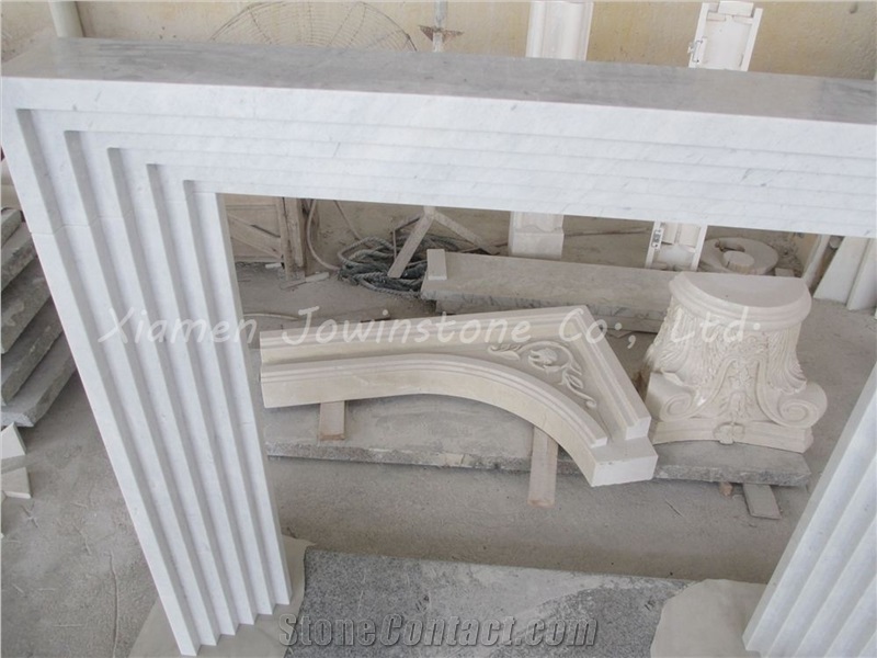 Polished China White Marble Fireplace  mantel/hearth/design/surround, Stepped Fireplace