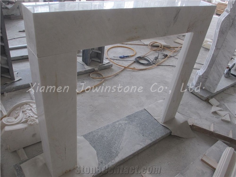 Polished China White Marble Fireplace  mantel/hearth/design/surround, Stepped Fireplace