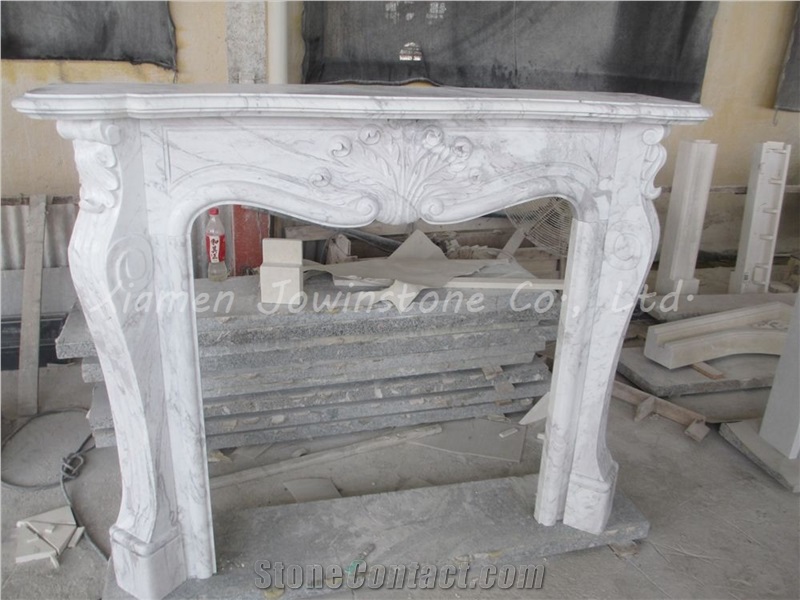 Polished White Marble Fireplace Mantel/Hearth/Design/Surround, Volakas Fireplace, British Style Fireplace.