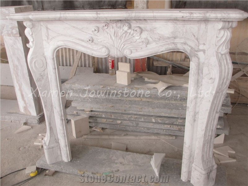 Polished White Marble Fireplace Mantel/Hearth/Design/Surround, Volakas Fireplace, British Style Fireplace.