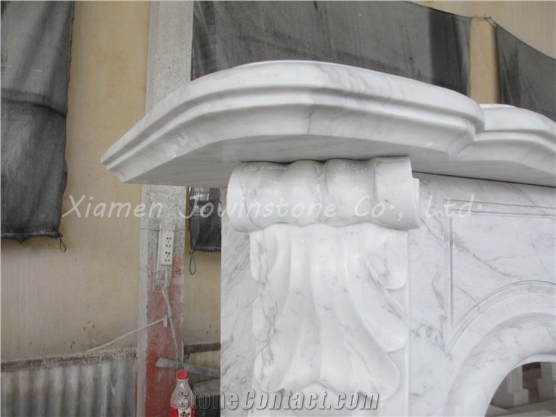 Polished White Marble Fireplace Mantel/Hearth/Design/Surround, Volakas Fireplace, British Style Fireplace.