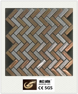 Gold with White Metal Mosaic for Wall, Polished Mosaic