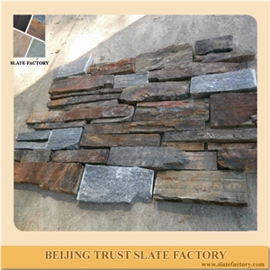 Brown Slate Stacked Stone Slate Cultured Stone Wall Facade,Stacked Stone Veneer,Stacked Stone Wall Panels, Stacked Wall Cladding