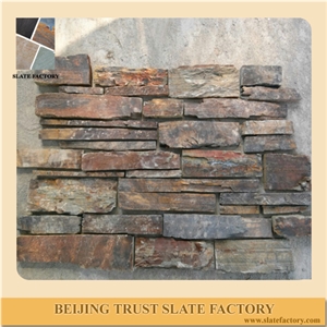 Brown Slate Stacked Stone Slate Cultured Stone Wall Facade,Stacked Stone Veneer,Stacked Stone Wall Panels, Stacked Wall Cladding
