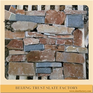 Brown Slate Stacked Stone Slate Cultured Stone Wall Facade,Stacked Stone Veneer,Stacked Stone Wall Panels, Stacked Wall Cladding