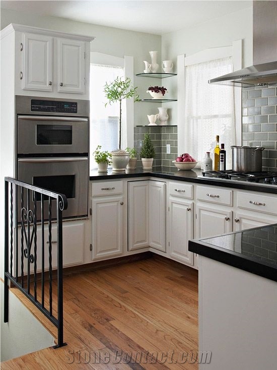 Bestone China Engineered Quartz Stone Black Color for Kitchen Worktops Countertops and Bench Top 2/3cm Thick Solid Surfaces