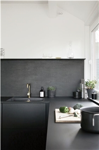 Black Color Quartz Stone Rock Solid Surface with Suede Texture for Countertops and Vanity Tops Scratch Resistant and Stain Resistant