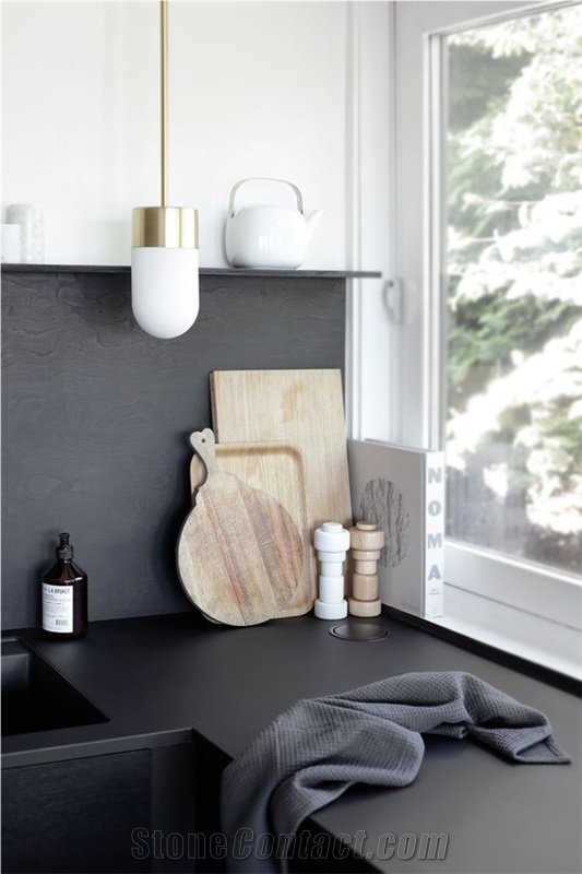 Black Color Quartz Stone Rock Solid Surface with Suede Texture for Countertops and Vanity Tops Scratch Resistant and Stain Resistant