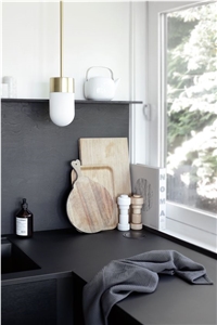 Black Color Quartz Stone Rock Solid Surface with Suede Texture for Countertops and Vanity Tops Scratch Resistant and Stain Resistant
