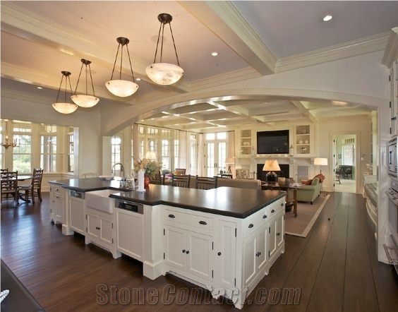 Black Rock Surface Quartz Stone Kitchen Countertop and Bench Top with Eased Edge Profile Resistant to Stains,Heat and Scratches