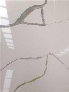 Bst Calacatta Gold Quartz Stone Slab Stylish Performance Of Veined Movement and Pattern