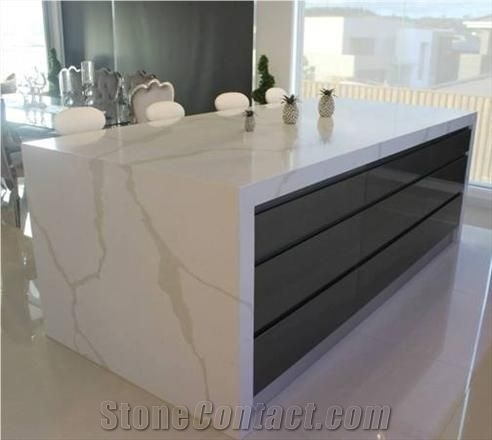 Bst Calacatta Gold Quartz Stone Slab Stylish Performance Of Veined Movement and Pattern