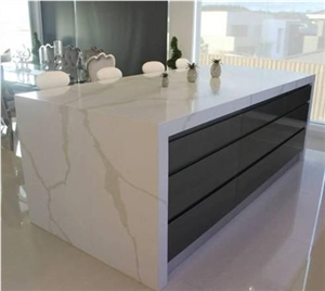 Bst Calacatta Gold Quartz Stone Slab Stylish Performance Of Veined Movement and Pattern