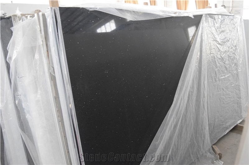 China Bestone Black Color Quartz Stone Solid Surface with Suede Texture for Kitchen Countertops with High Gloss and Hardness,Scratch Resistant and Stain Resistant 2/3cm Thick