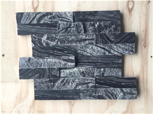 Black Quartzite Cultured Stone for Wall Cladding, Stacked Stone Veneer, Thin Stone Veneer, Ledge Stone
