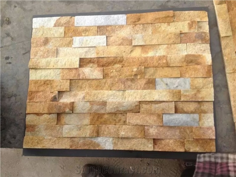 Brown Quartzite Cultured Stone for Wall Cladding, Stacked Stone Veneer, Thin Stone Veneer, Ledge Stone