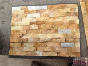 Brown Quartzite Cultured Stone for Wall Cladding, Stacked Stone Veneer, Thin Stone Veneer, Ledge Stone