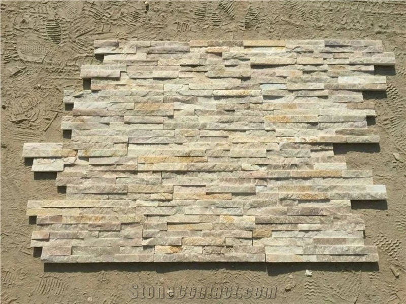 Green Quartzite Cultured Stone for Wall Cladding, Stacked Stone Veneer, Thin Stone Veneer, Ledge Stone