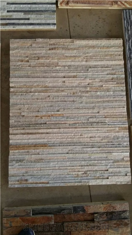 Green Quartzite Cultured Stone for Wall Cladding, Stacked Stone Veneer, Thin Stone Veneer, Ledge Stone