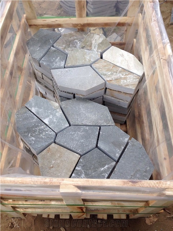 P014 Quartzite Random Crazy Flagstone, Beige Quartzite Flagstone