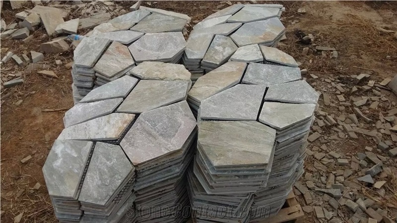 P014 Quartzite Random Crazy Flagstone, Beige Quartzite Flagstone