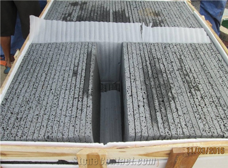 Basaltina Brushed pavers, grey basalt cube stone, floor covering 
