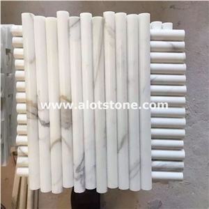 Carrara White Marble 3/4x12 Polished Bullnose Pencil Liner Trim