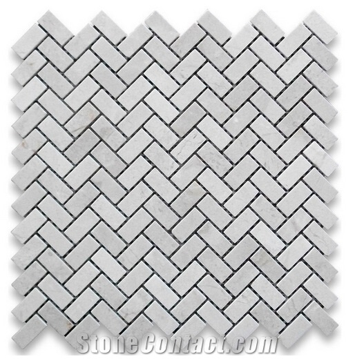 Crema Marfil Marble Herringbone Mosaic Tile