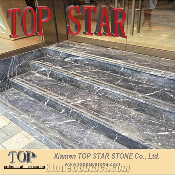 Polished Italy Grigio Carnico Marble Stairs