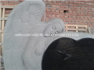 China Black Granite Heart Tombstone/Shanxi Absolute Black Granite Monument, Grade a /Angel Monument/Gravestone/ Engraved Headstones/Memorial, Cemetery Tombstone