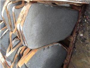 Black Basalt Step Stone Pavers -Bush Hammer Surface, Black Basalt Cube Stone & Pavers, Floor Covering